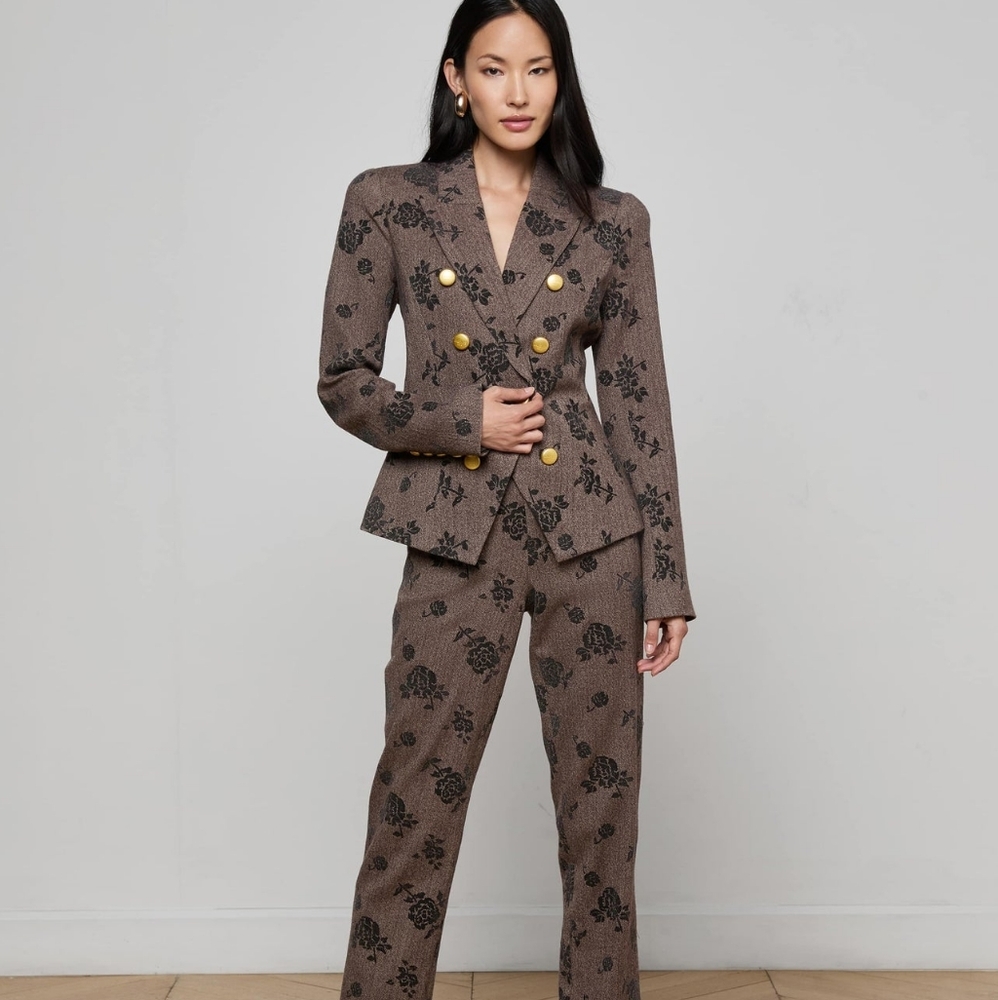 L'AGENCE Bethany Flocked Herringbone Blazer - Picture 3 of 12